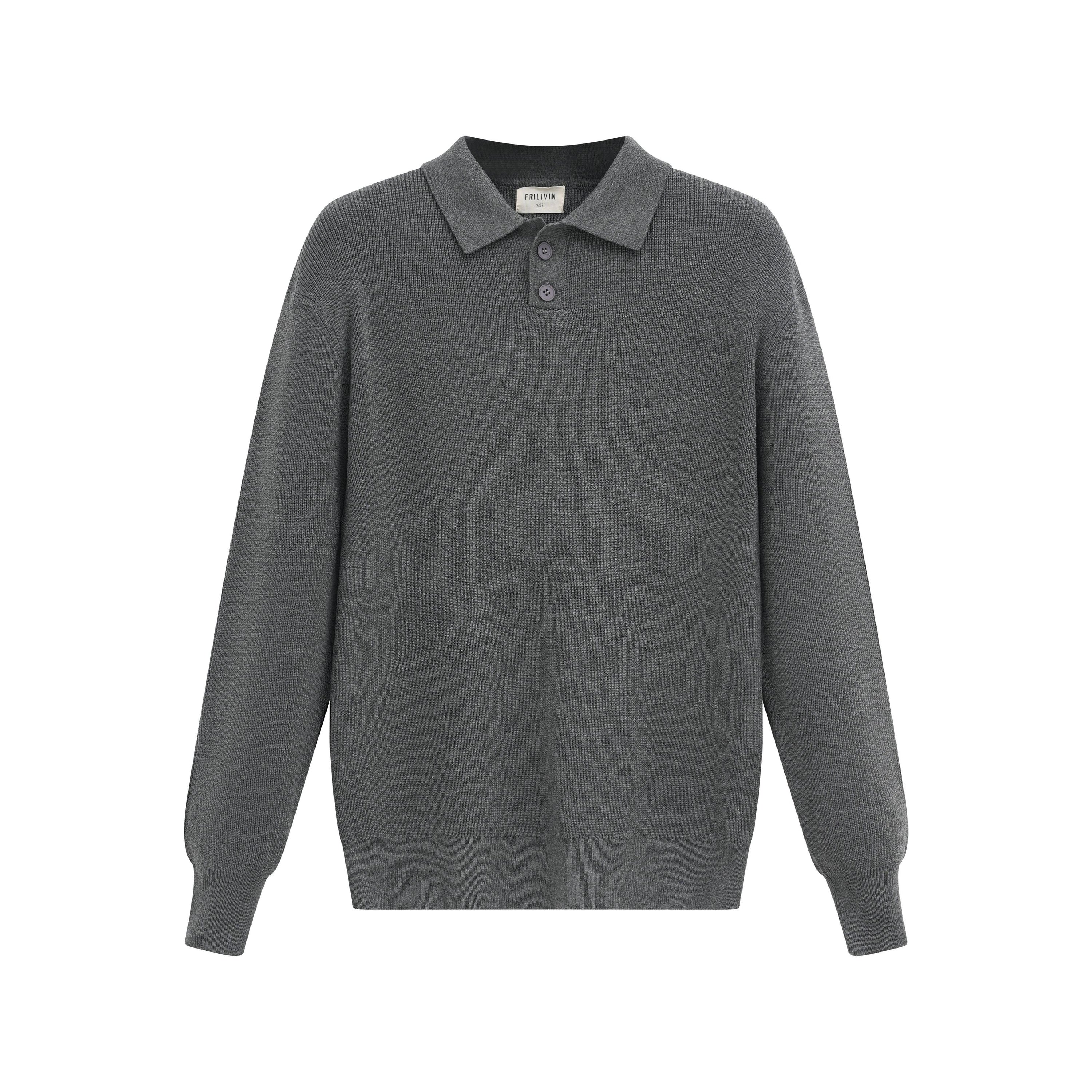 Pull en maille col à revers avec deux boutons