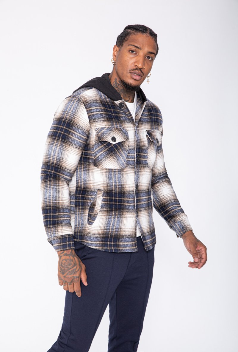 Veste à capuche avec motifs à carreaux - Frilivin