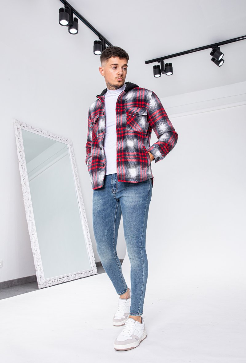 Veste à capuche avec motifs à carreaux - Frilivin