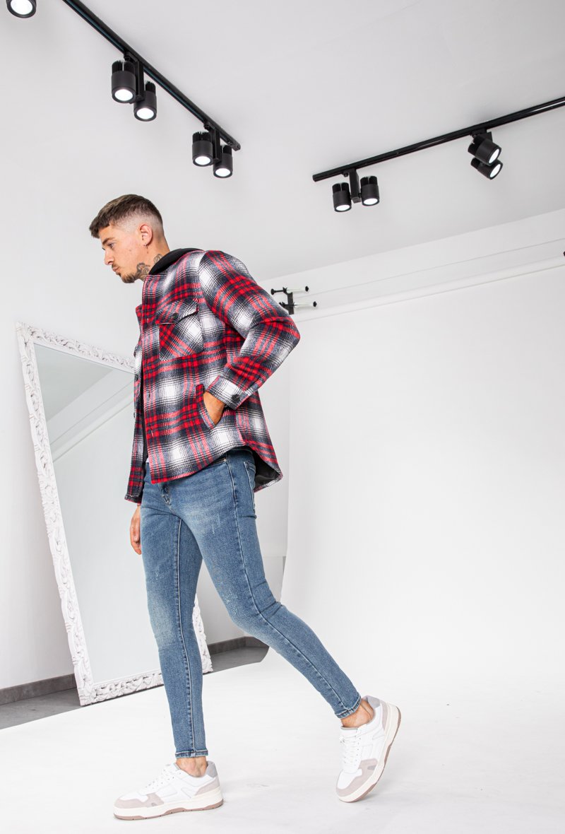 Veste à capuche avec motifs à carreaux - Frilivin