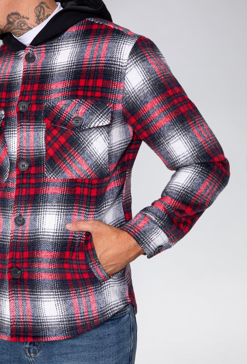 Veste à capuche avec motifs à carreaux - Frilivin