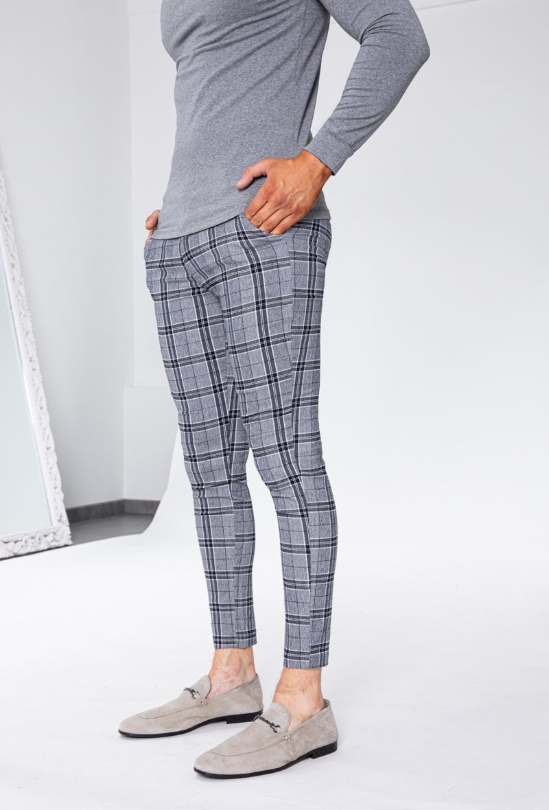 Pantalon ultra stretch à motif carreaux - Frilivin