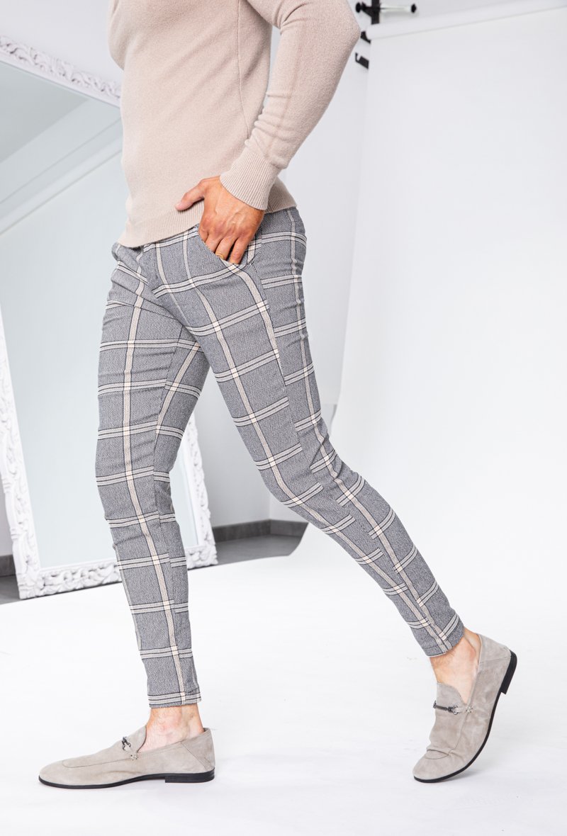 Pantalon ultra stretch à motif carreaux - Frilivin