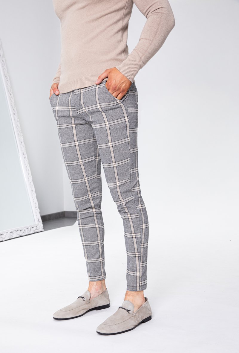 Buy Milumia Women Plaid High Waisted Office Pants Elegant Belted Pocket Pants  Grey Large at Amazon.in
