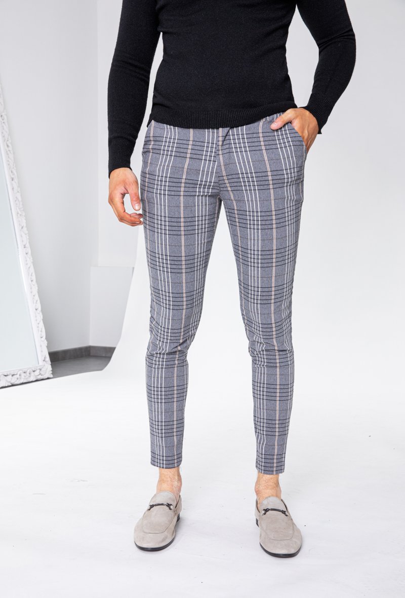 Checkered stretch pants hotsell