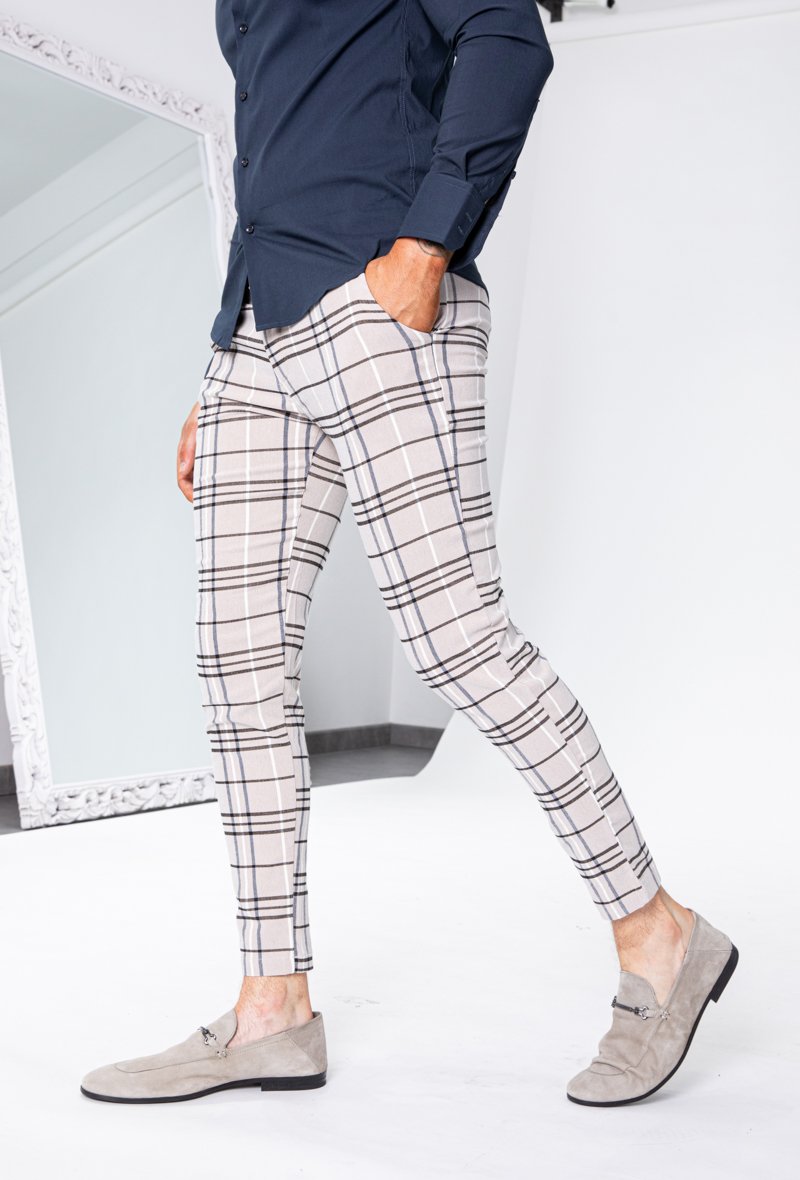 Pantalon ultra stretch à motif carreaux - Frilivin