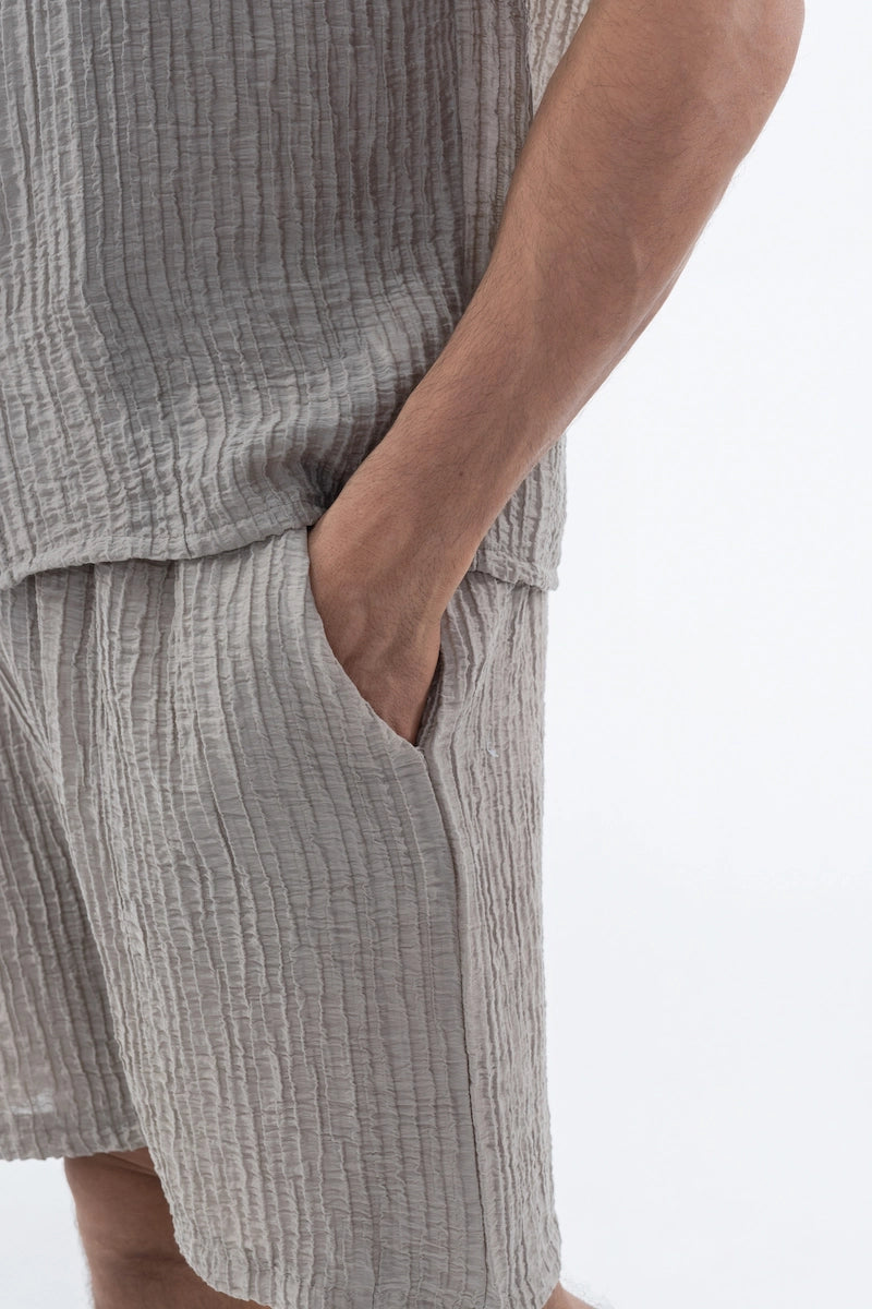 Ensemble uni texturé chemise short