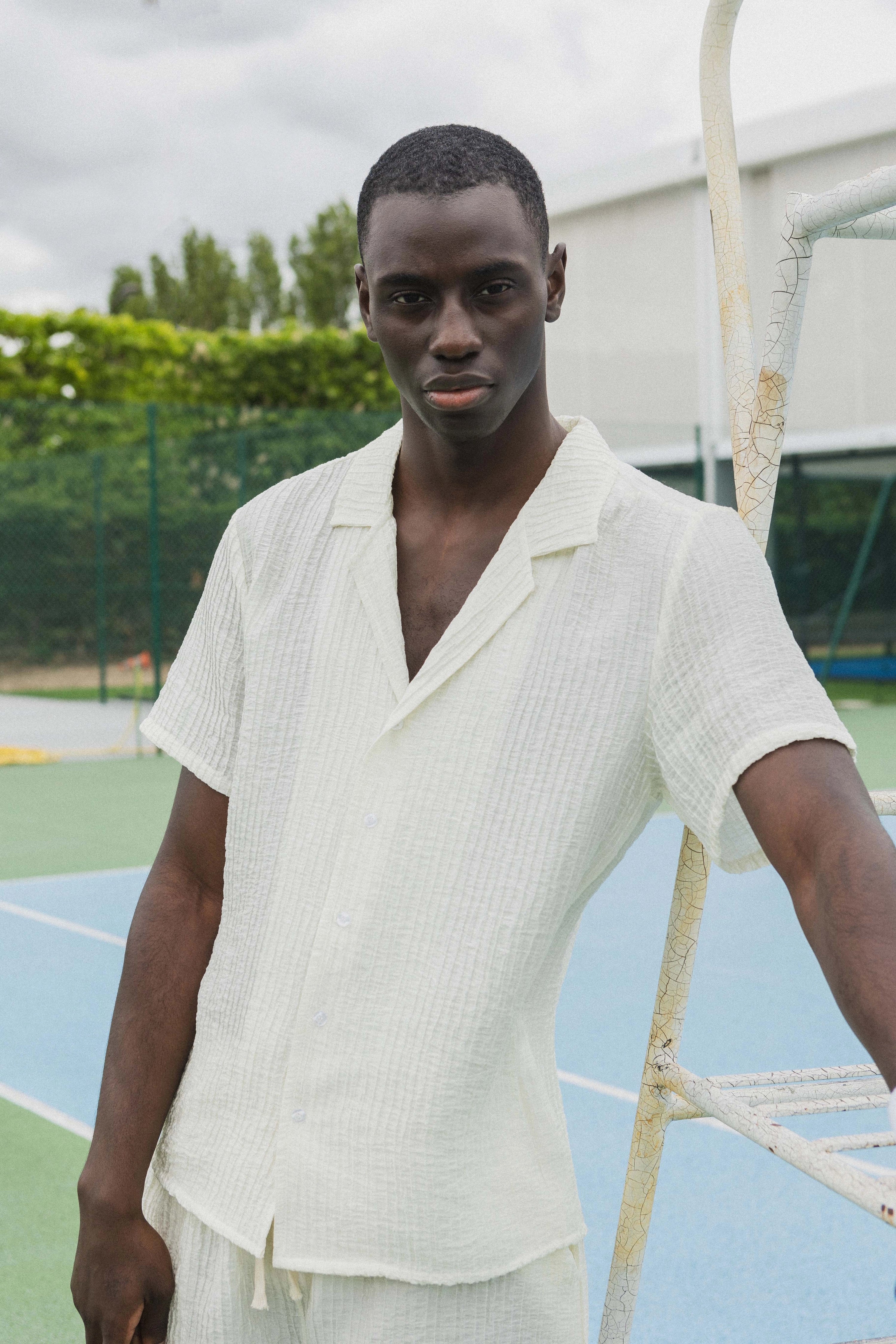 Ensemble uni texturé chemise short