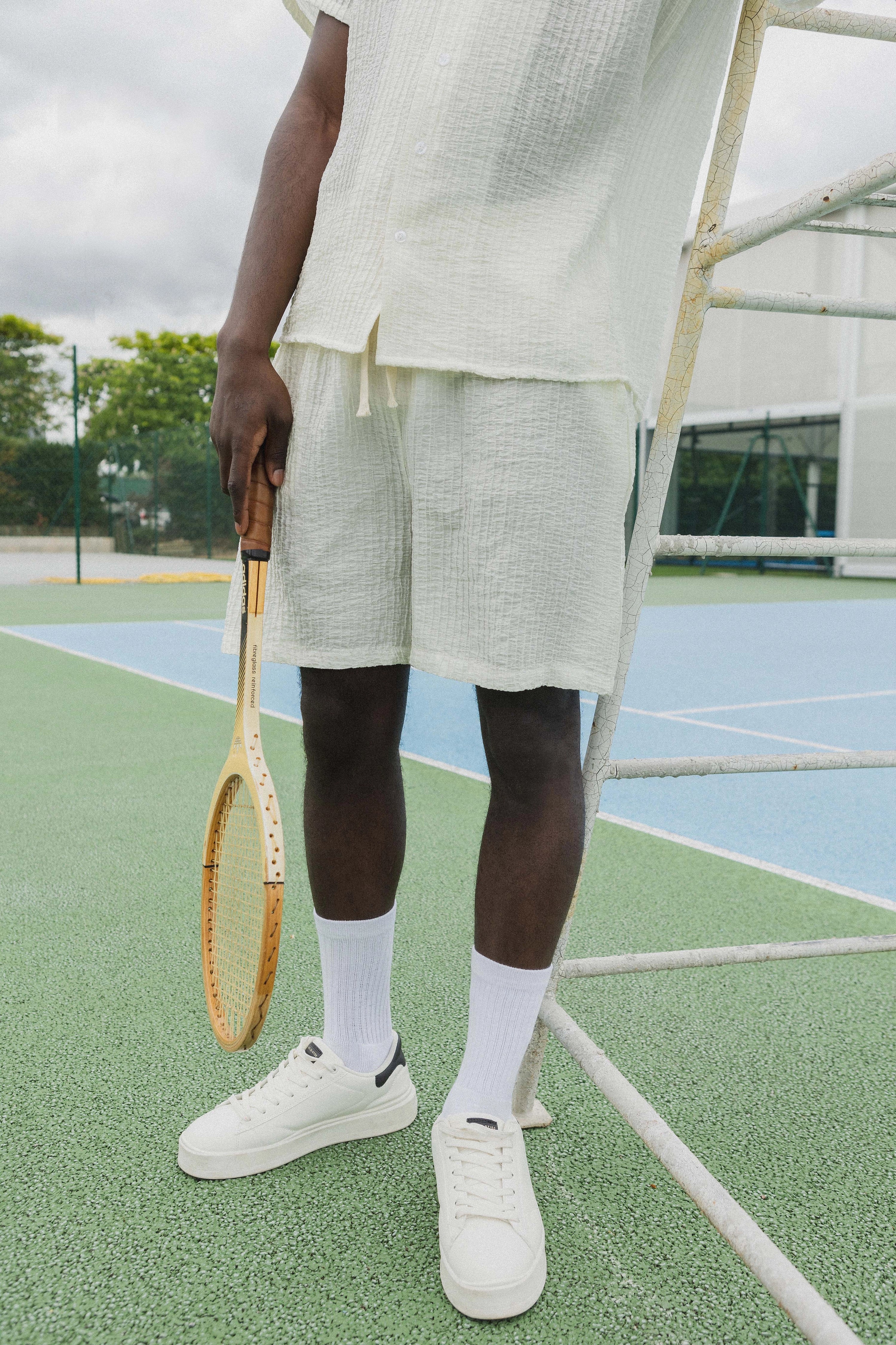 Ensemble uni texturé chemise short