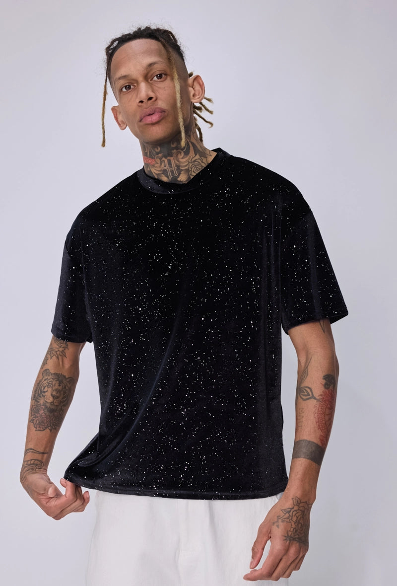 T-shirt velours pailleté