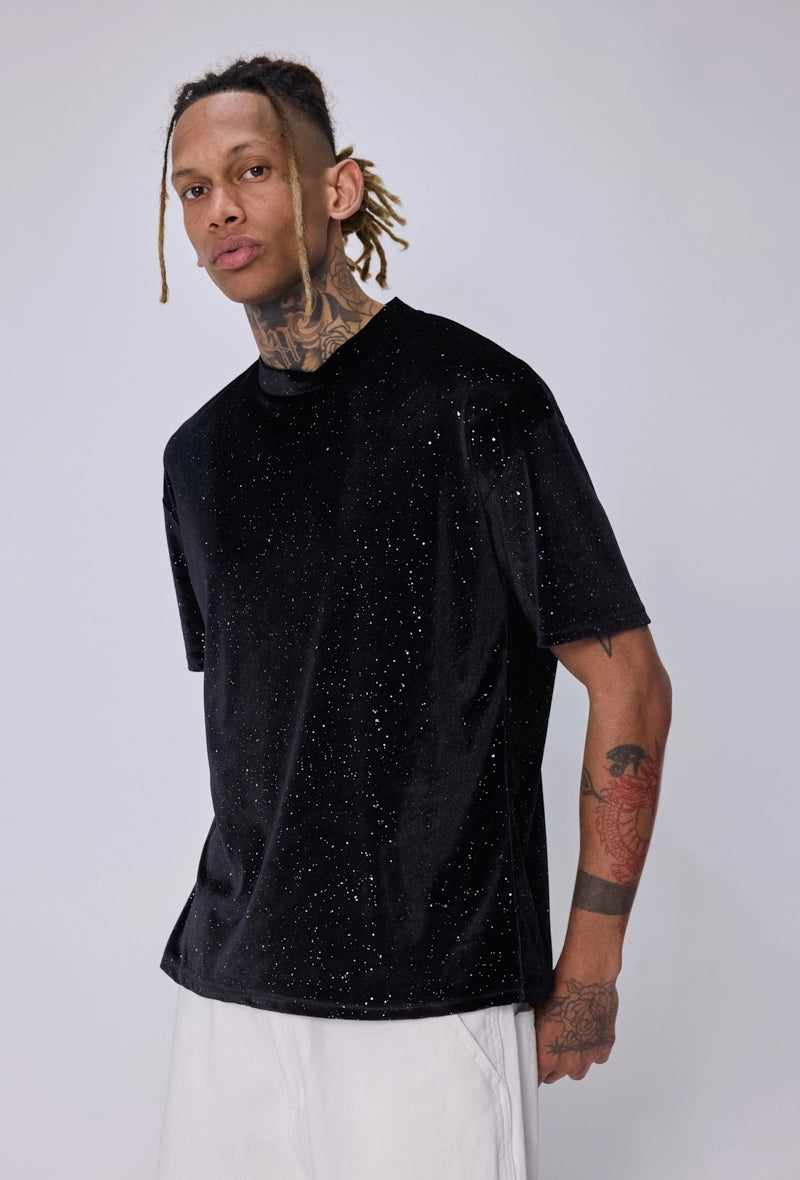 T-shirt velours pailleté