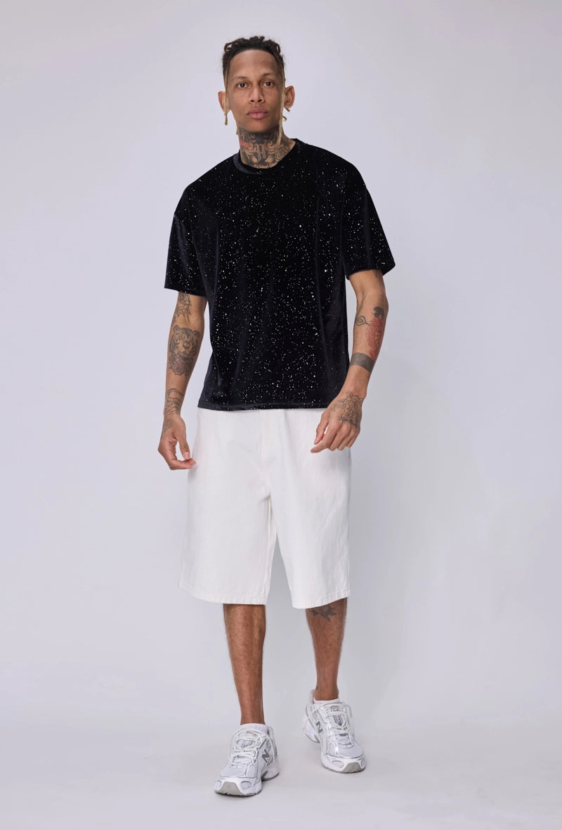 T-shirt velours pailleté
