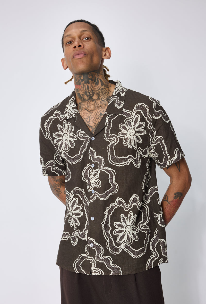 Chemise fleurie col camp
