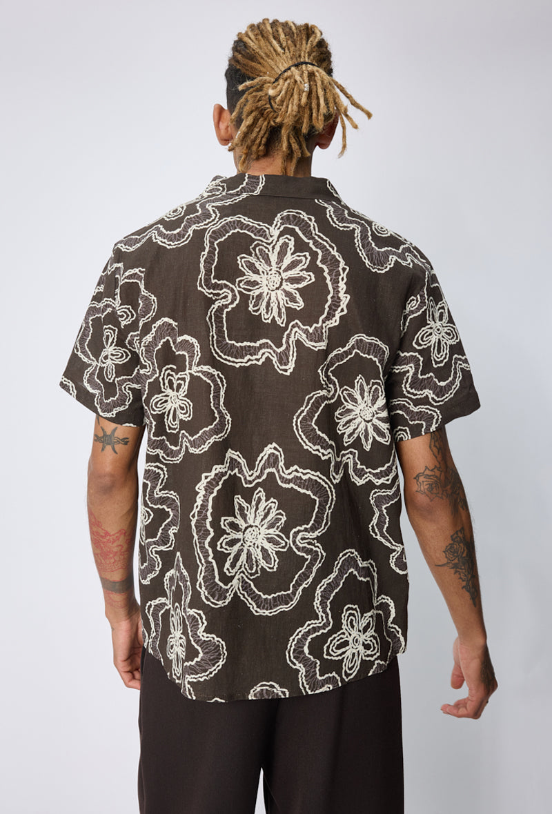 Chemise fleurie col camp