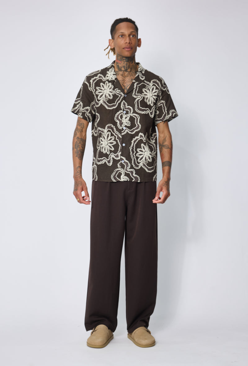 Chemise fleurie col camp