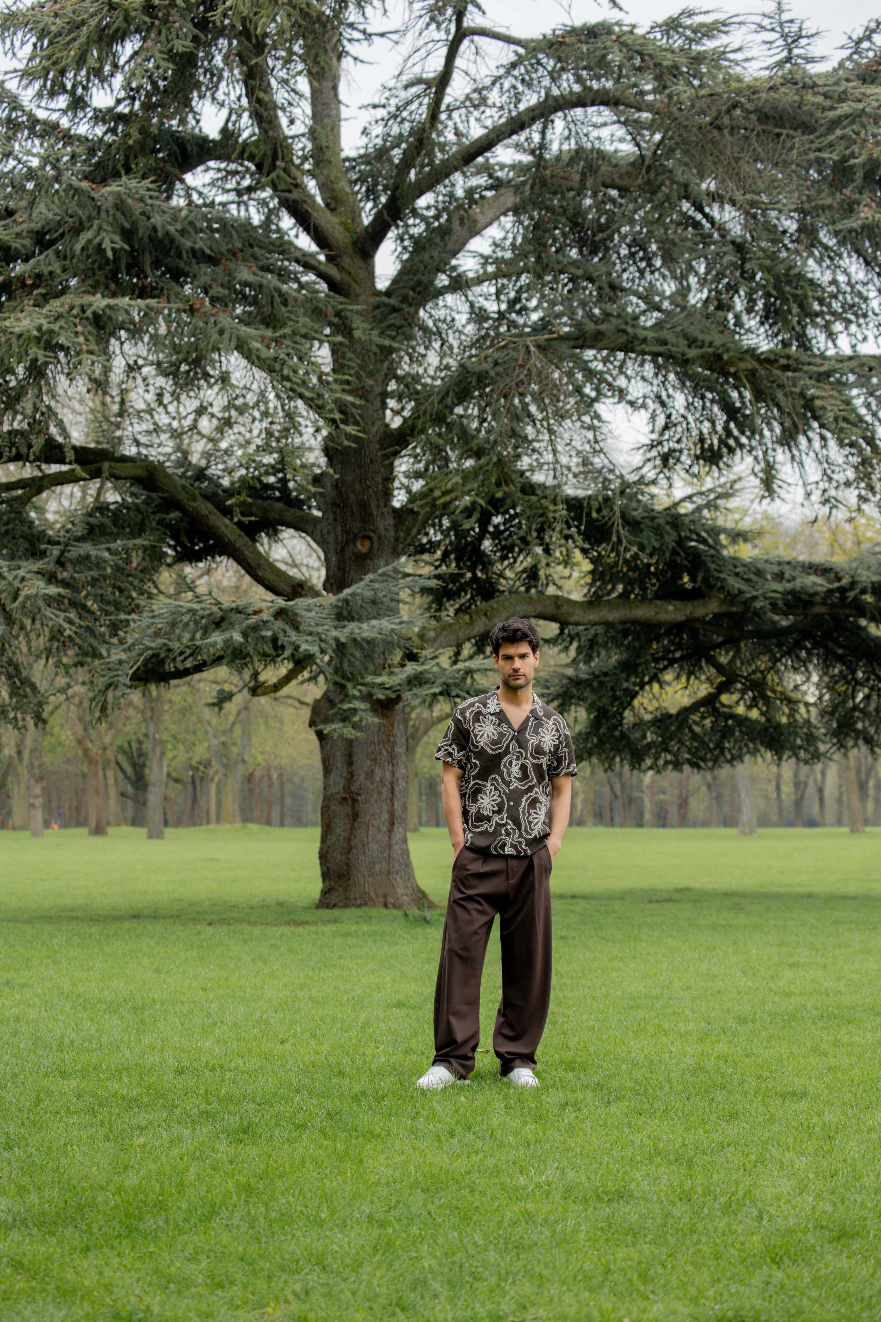 Chemise fleurie col camp