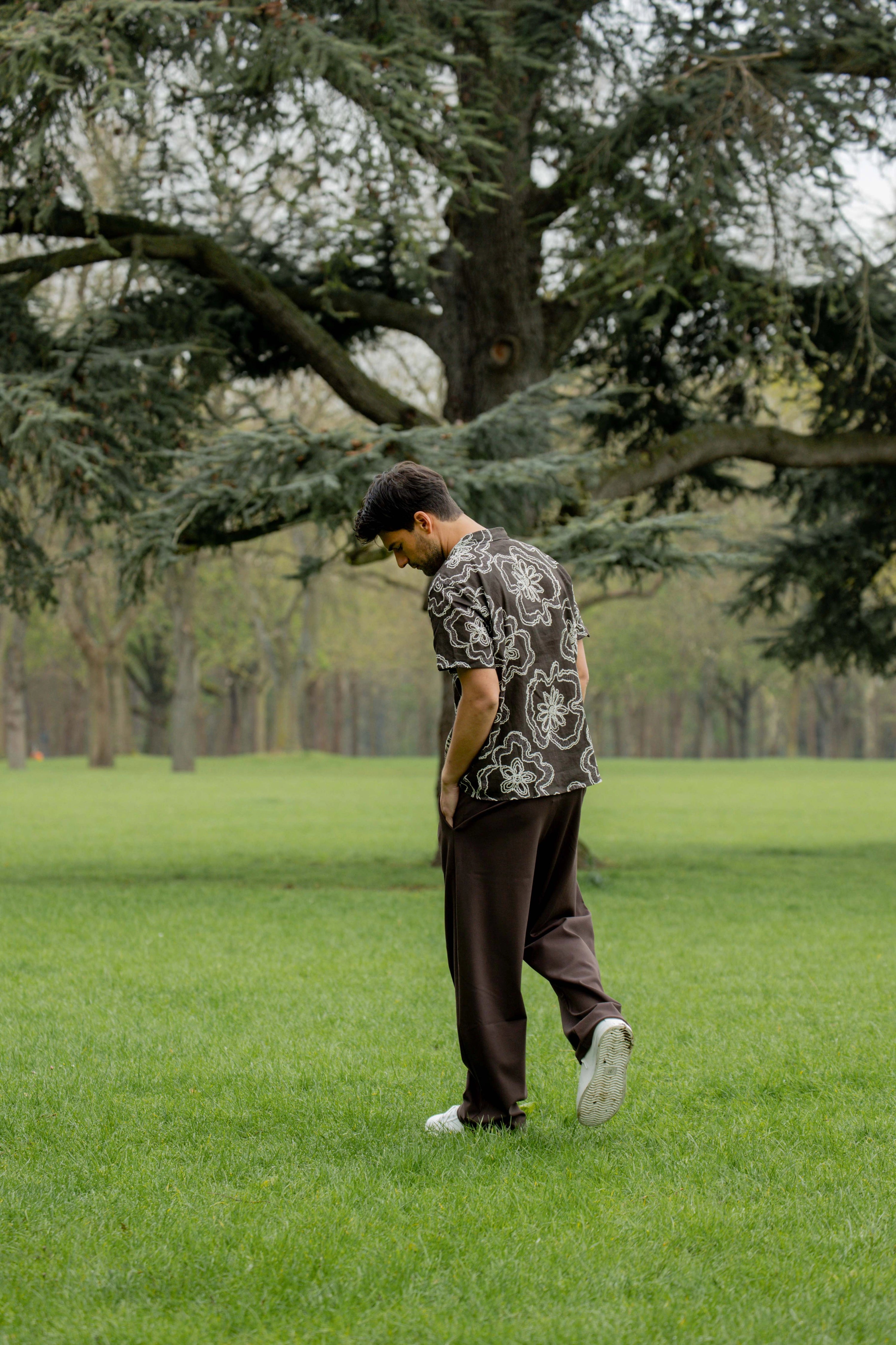 Chemise fleurie col camp