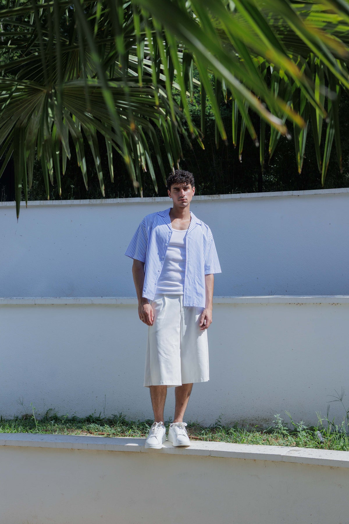 Chemise rayée col cubain