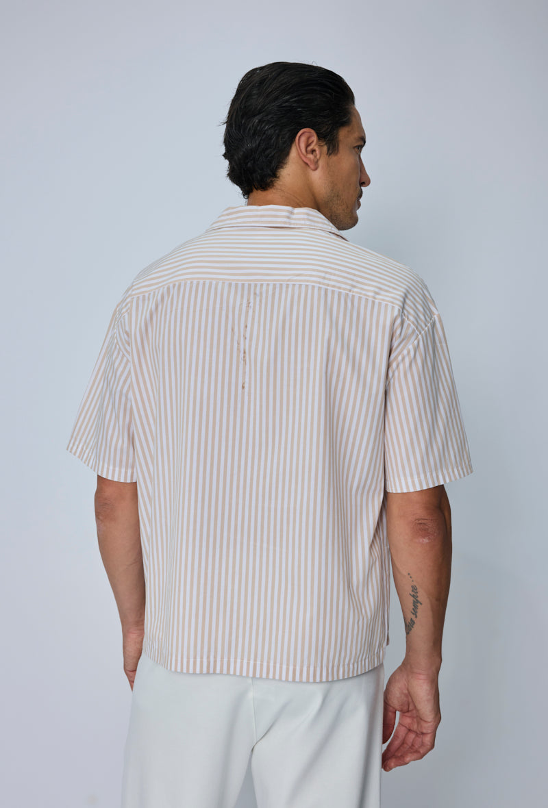Chemise rayée col cubain