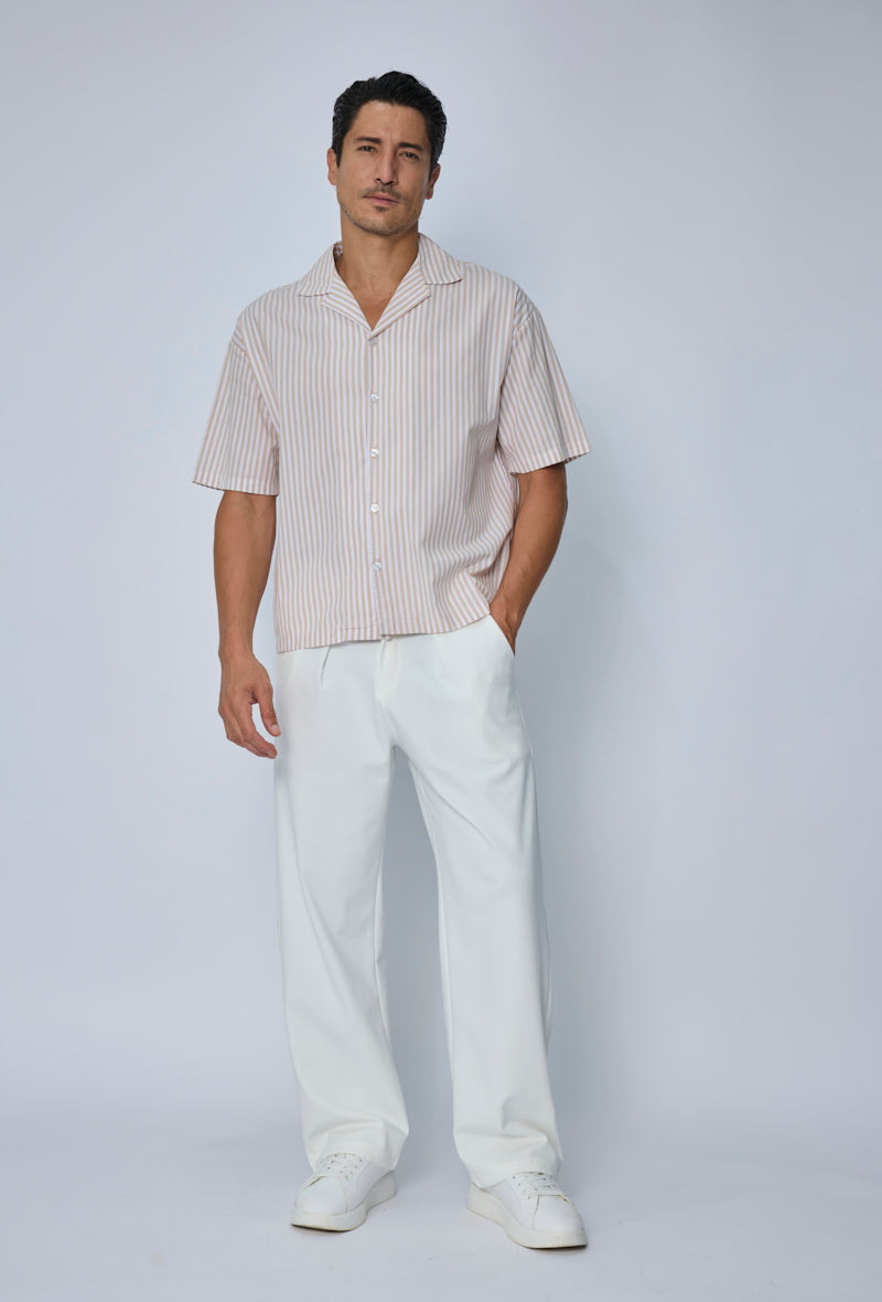 Chemise rayée col cubain