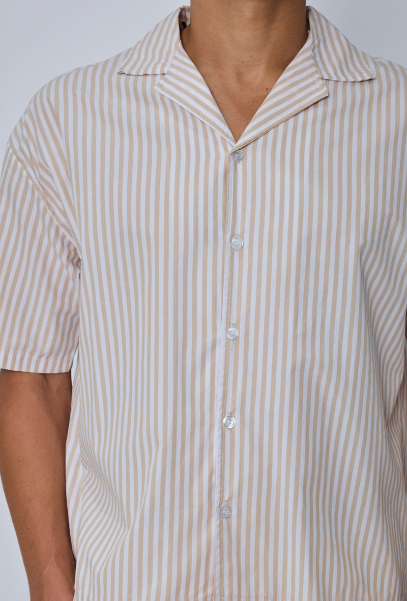 Chemise rayée col cubain