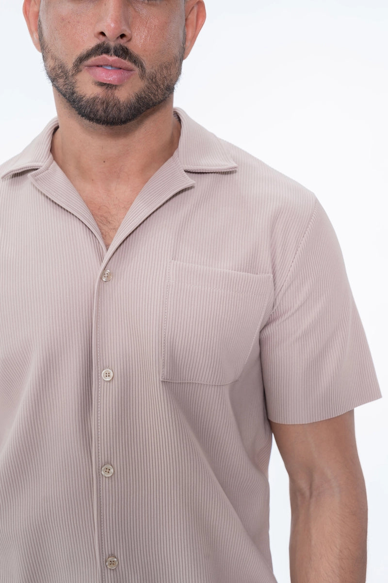 Ensemble uni plissé chemise et short