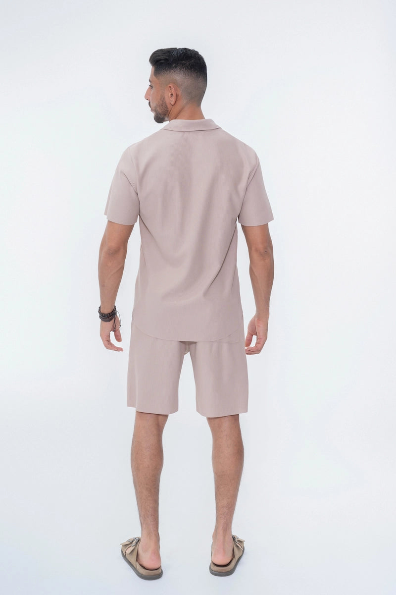Ensemble uni plissé chemise et short