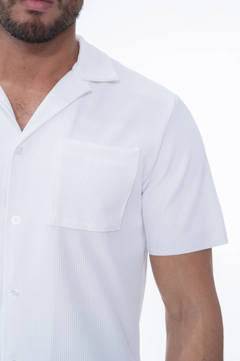 Ensemble uni plissé chemise et short