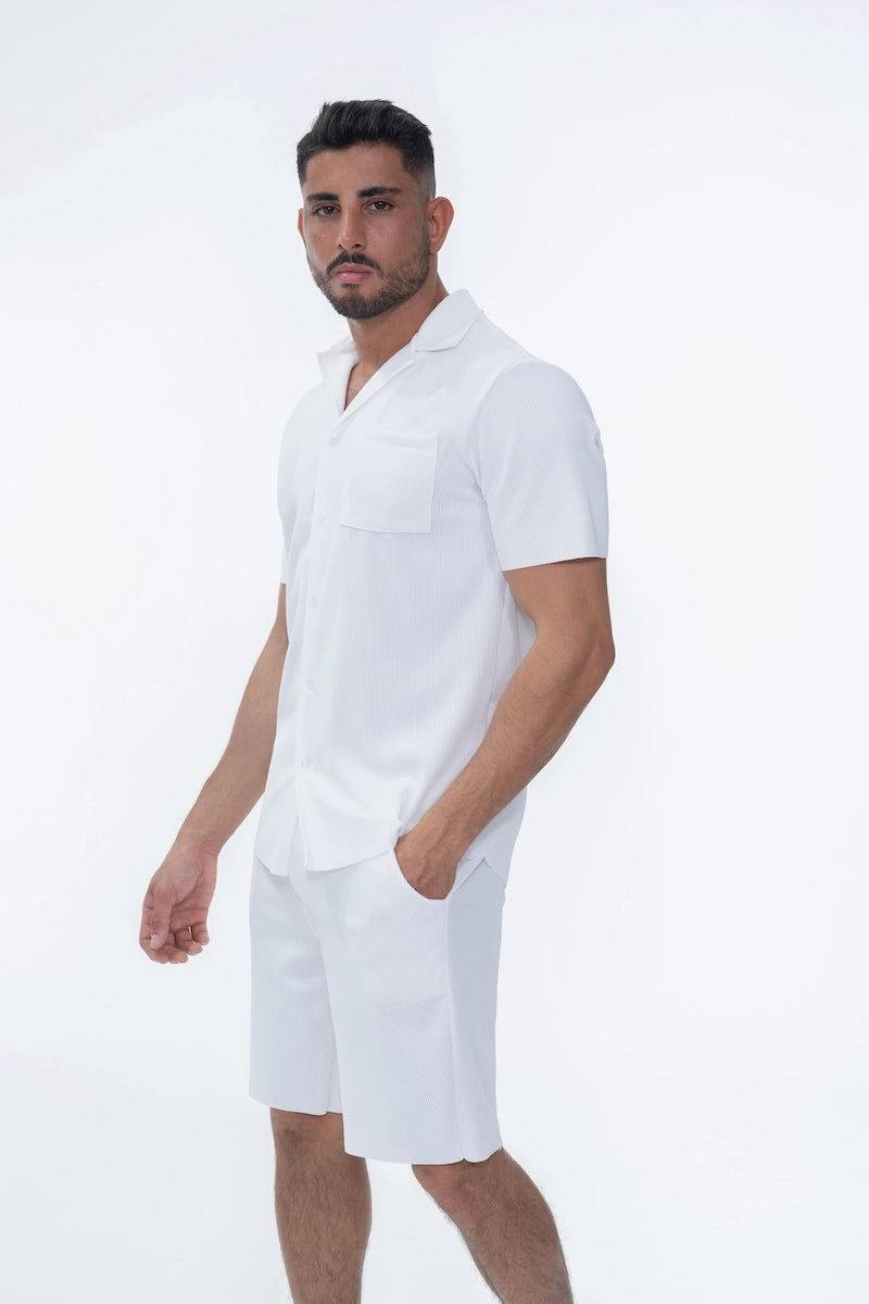 Ensemble uni plissé chemise et short