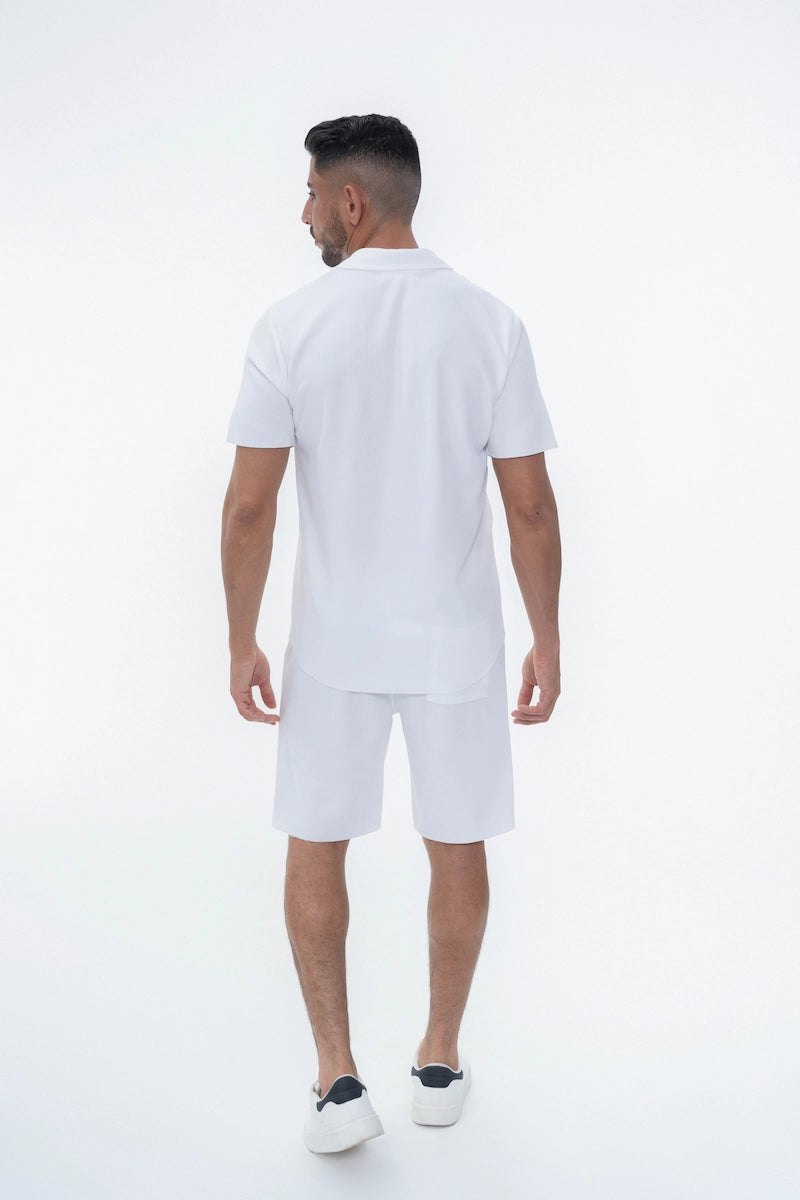 Ensemble uni plissé chemise et short