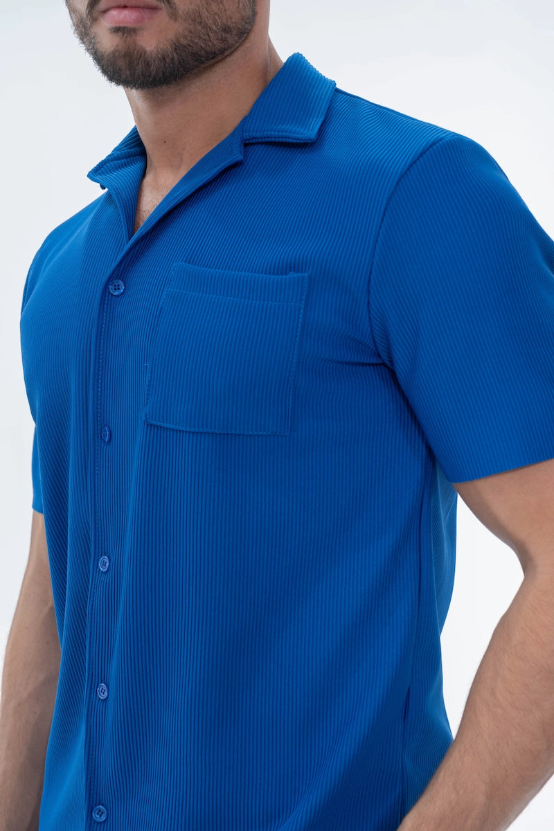 Ensemble uni plissé chemise et short