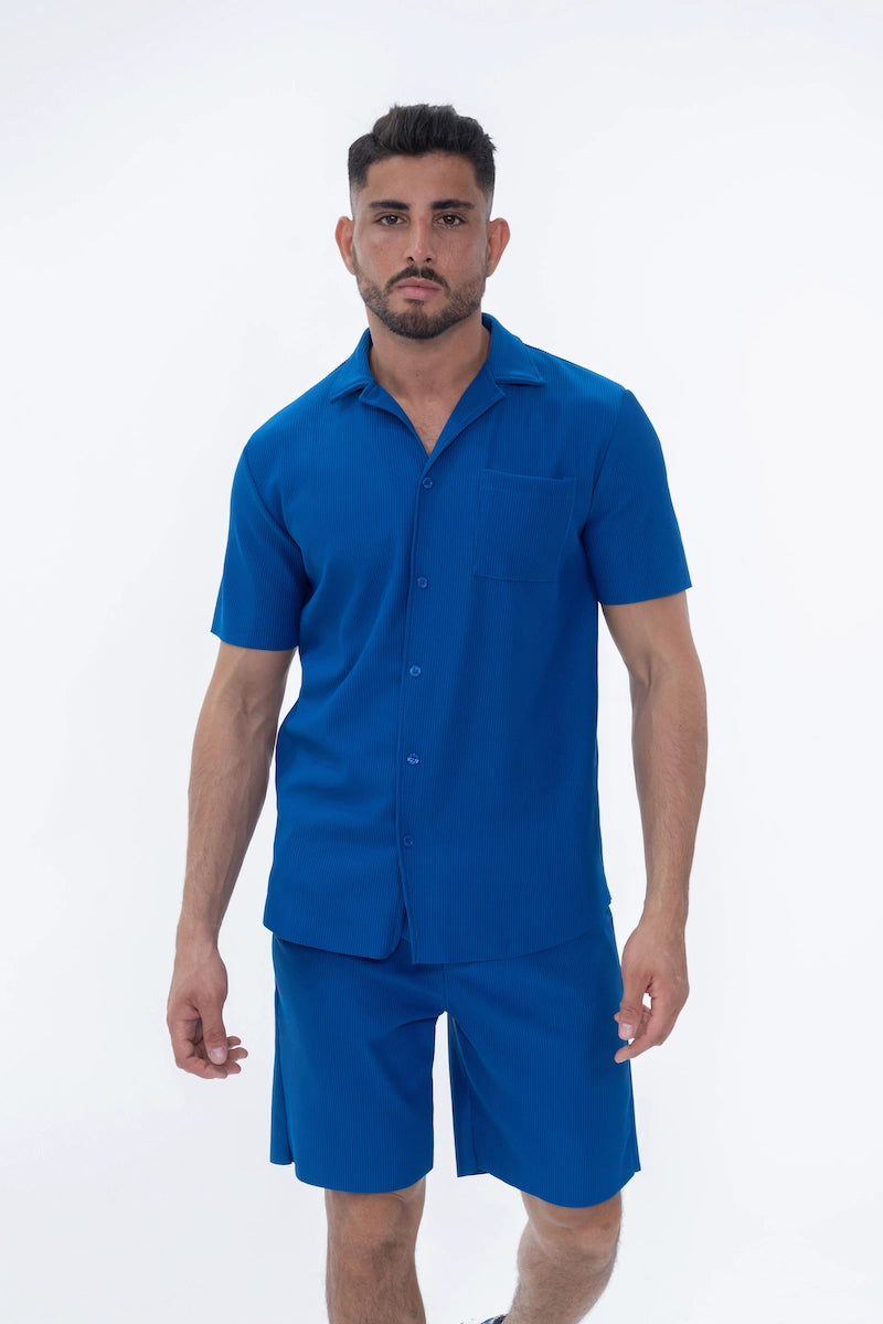 Ensemble uni plissé chemise et short