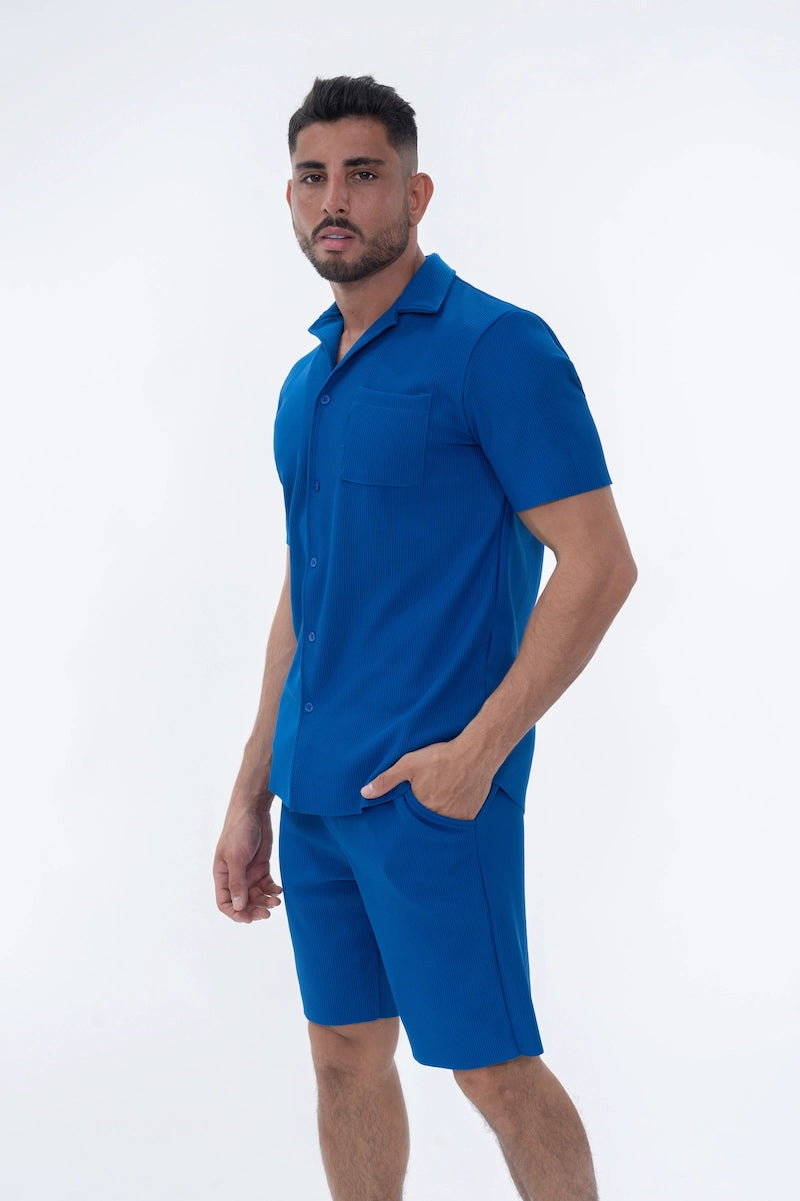 Ensemble uni plissé chemise et short