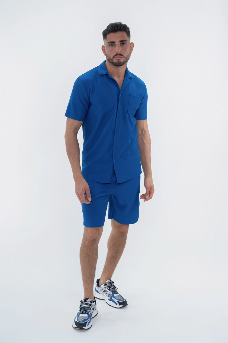 Ensemble uni plissé chemise et short