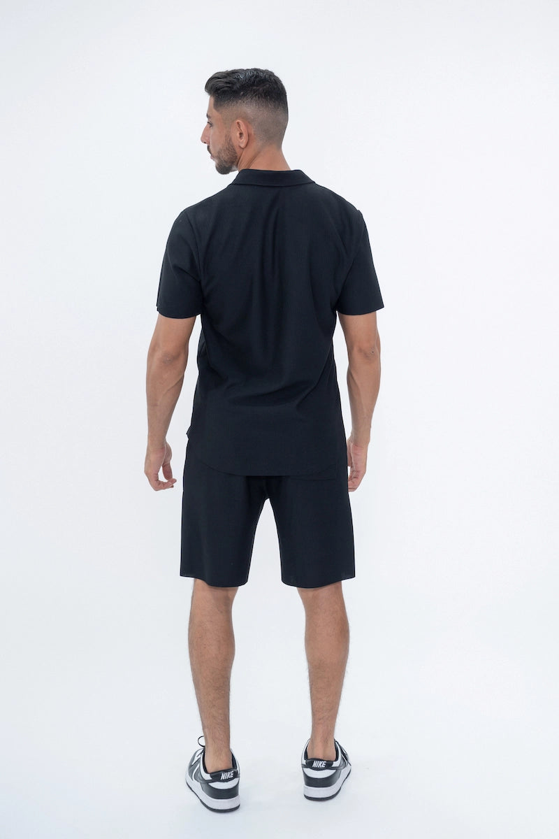Ensemble uni plissé chemise et short