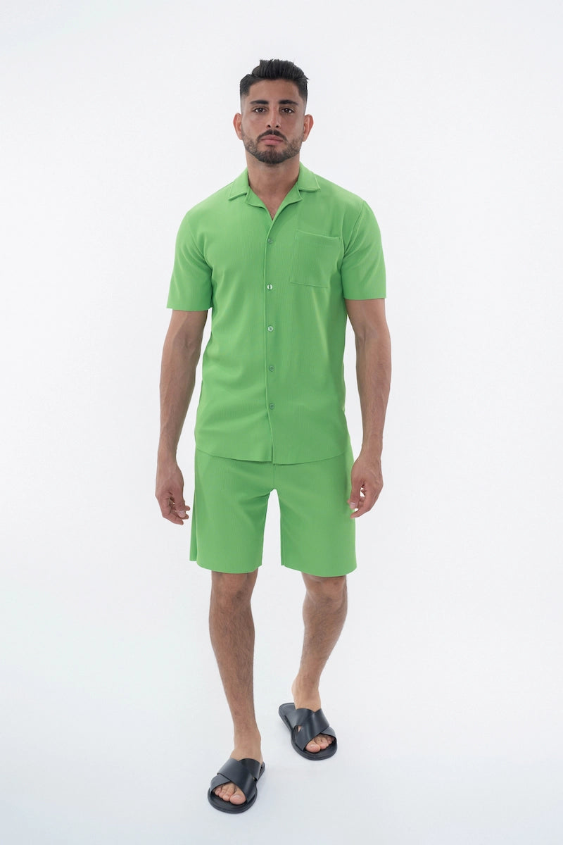 Ensemble uni plissé chemise et short