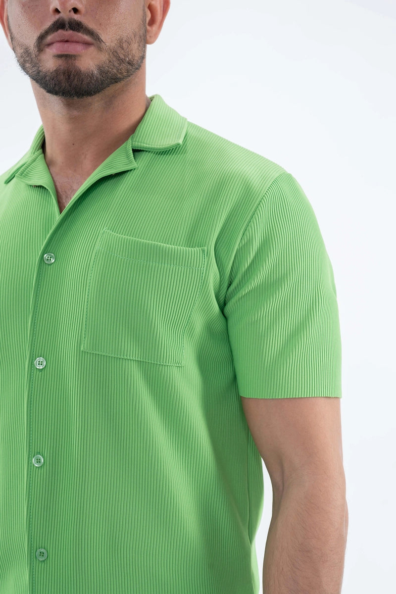 Ensemble uni plissé chemise et short