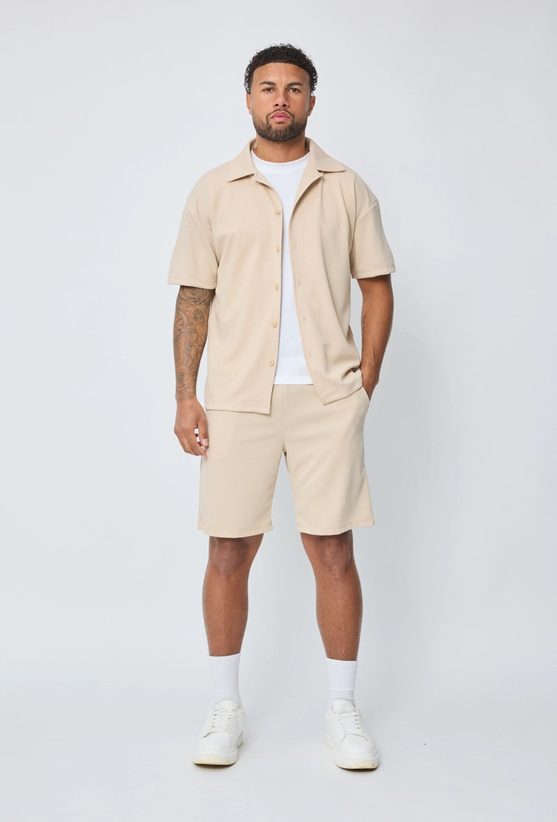 Ensemble chemise short uni gaufré