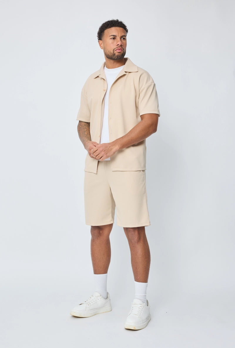 Ensemble chemise short uni gaufré