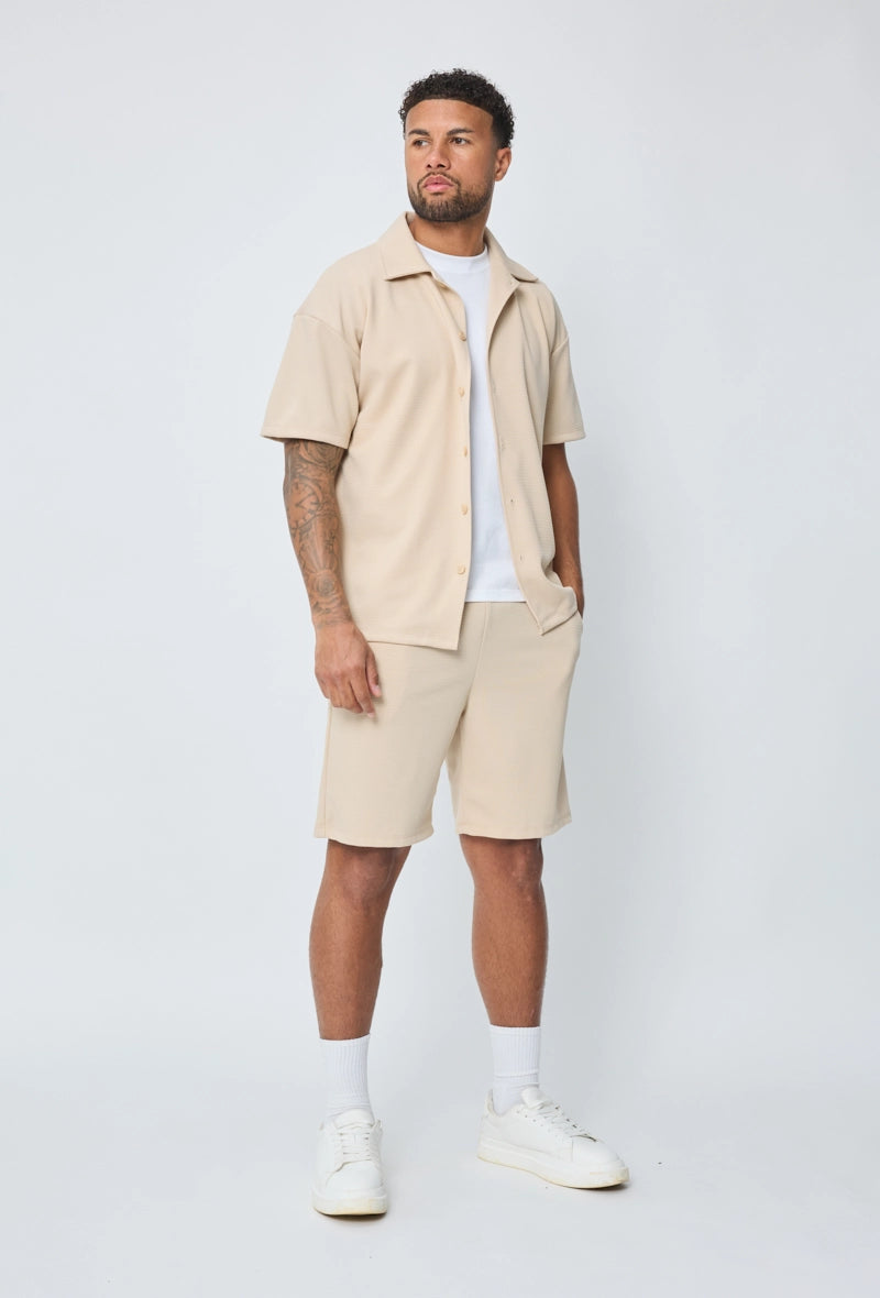 Ensemble chemise short uni gaufré