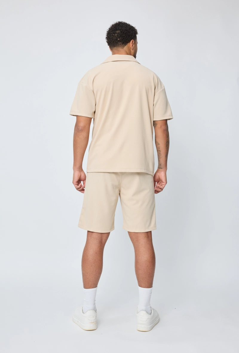 Ensemble chemise short uni gaufré