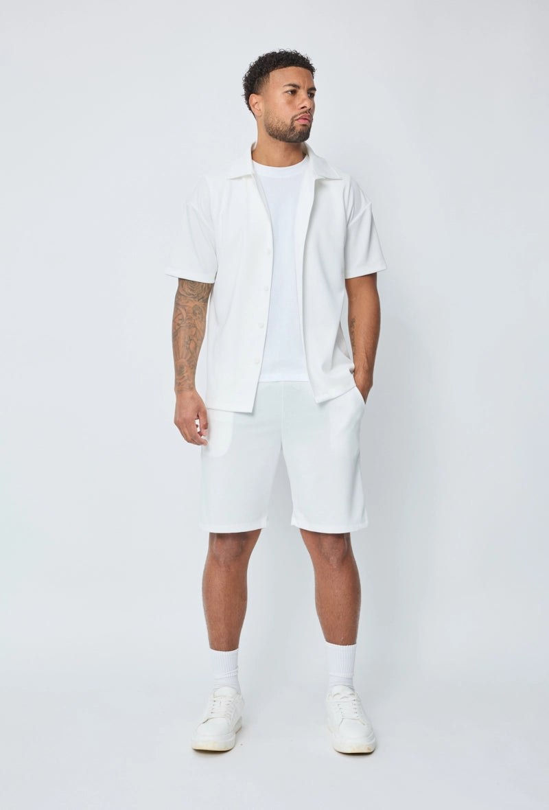 Ensemble chemise short uni gaufré