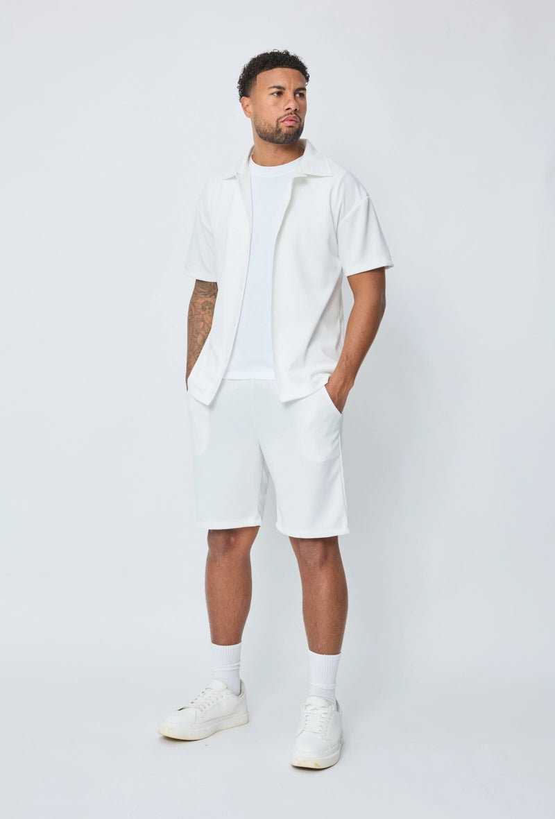 Ensemble chemise short uni gaufré