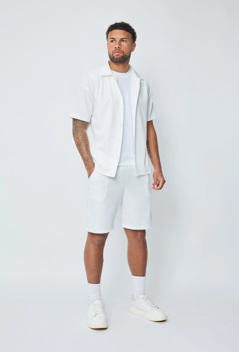 Ensemble chemise short uni gaufré
