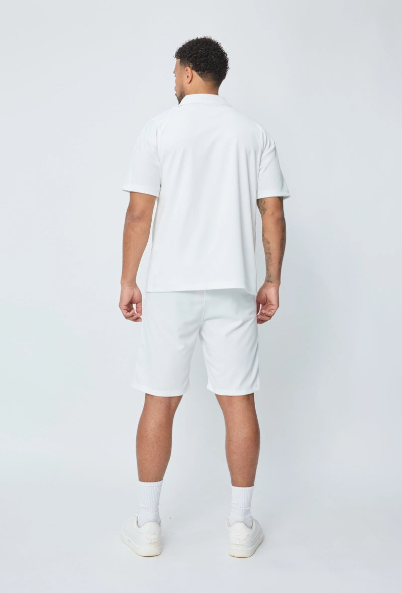 Ensemble chemise short uni gaufré