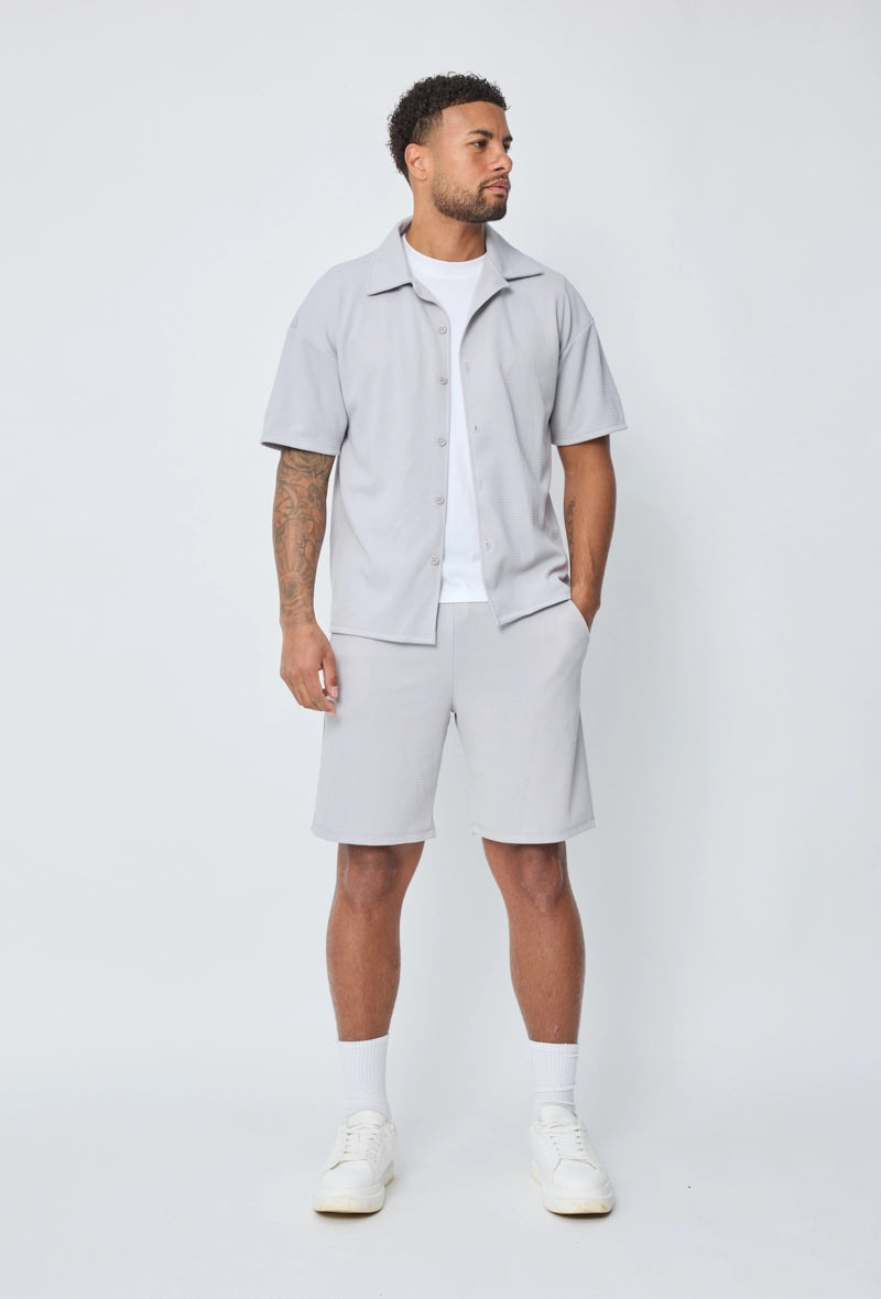 Ensemble chemise short uni gaufré