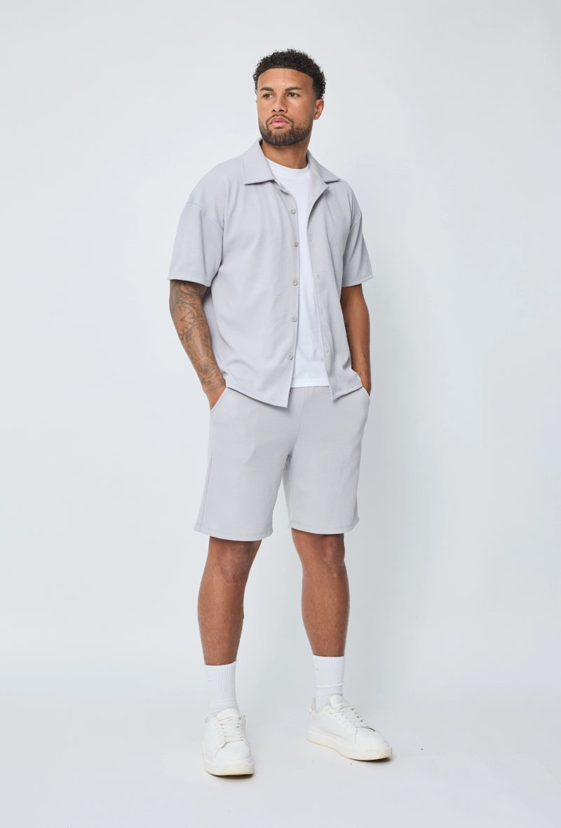 Ensemble chemise short uni gaufré