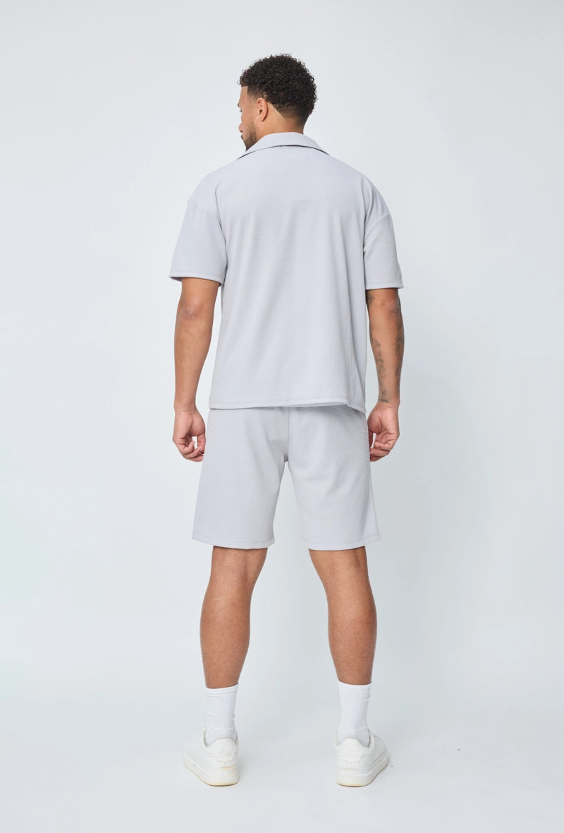 Ensemble chemise short uni gaufré