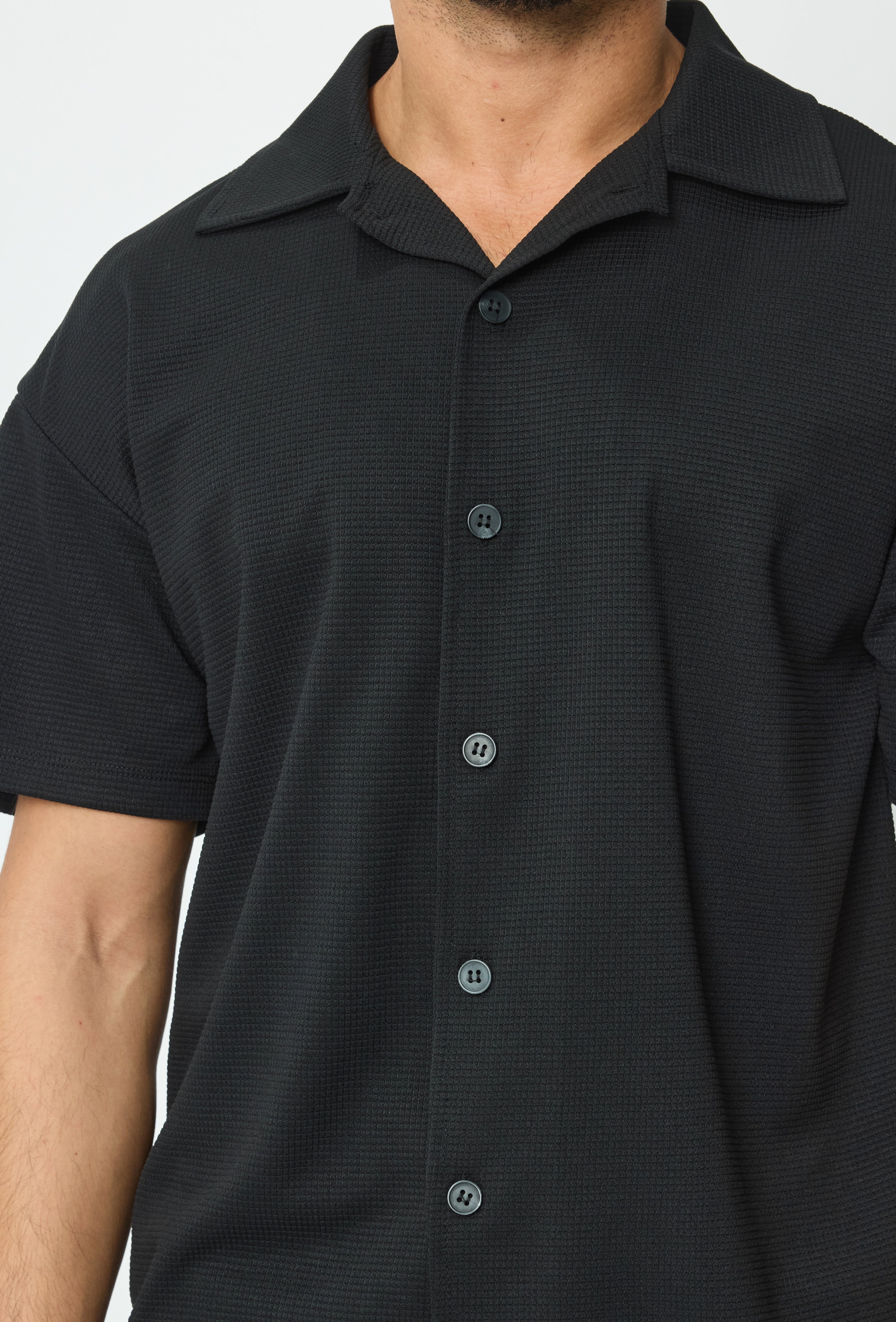 Ensemble chemise short uni gaufré