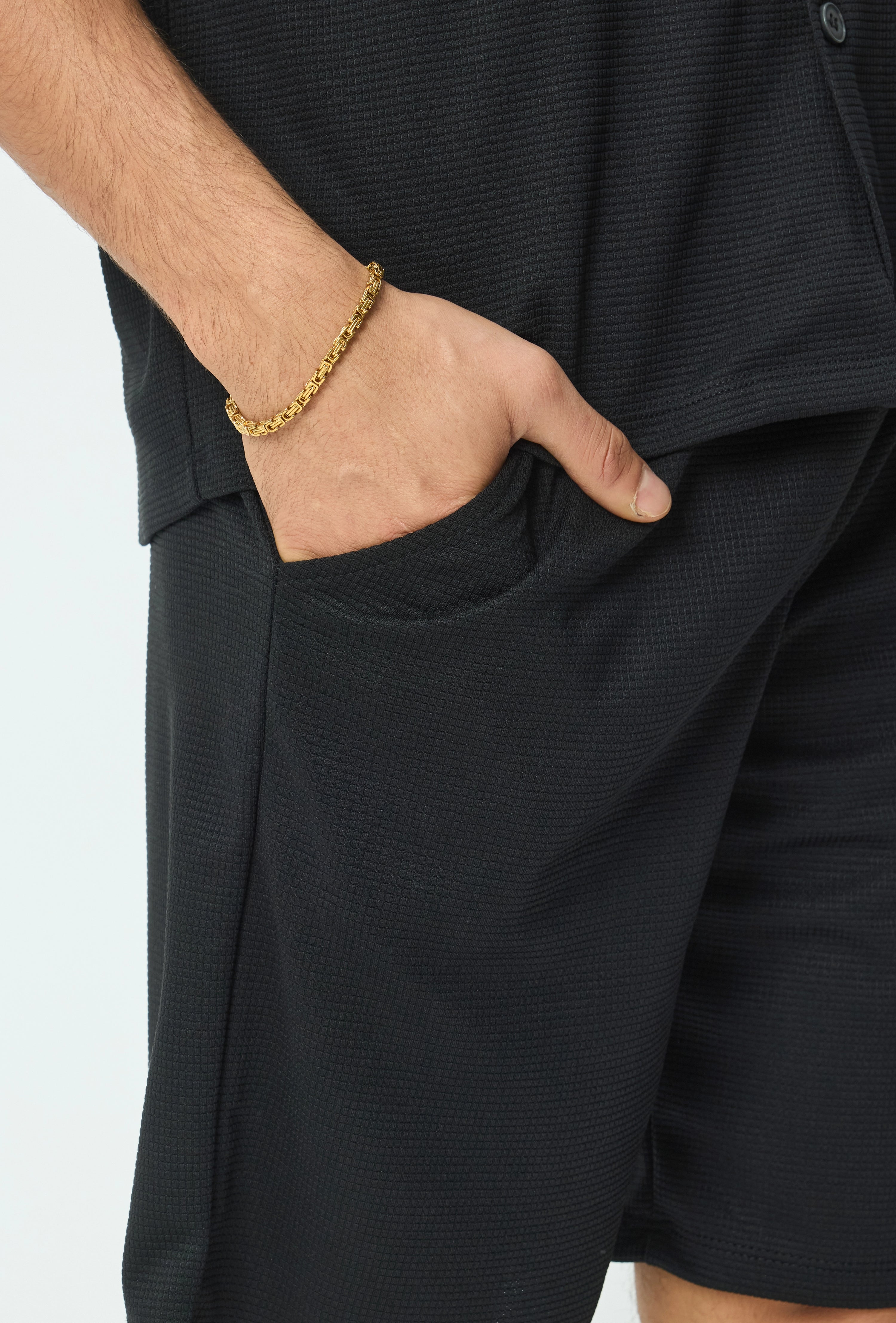 Ensemble chemise short uni gaufré